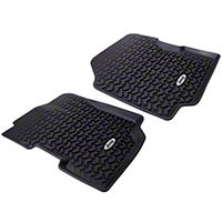 Rugged Ridge All Terrain Floor Liner - Front Pair, Black, Jeep Logo (87-95 Wrangler YJ) - Rugged Ridge 12920.22