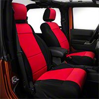 Rugged Ridge Front Seat Cover Pair, Black/Red (07-10 Wrangler JK w/ Factory Seat Air Bags) - Rugged Ridge 13214.53