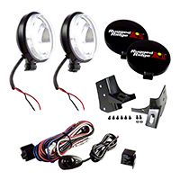 Rugged Ridge 2 Windshield Mount Lights, Black, Slim, 100W w/Mounting Brackets & Wiring Harness (97-06 Wrangler TJ) - Rugged Ridge 12495.06