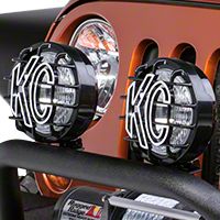 KC Hilites 2 SlimLite Lights, 100W, Driving, Black, 6 in. Round (Universal Application) - KC Hilites 124