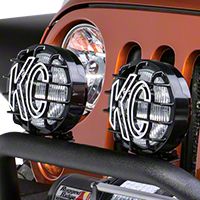 KC Hilites 2 SlimLite Lights, 100W, Fog, Black, 6 in. Round (Universal Application) - KC Hilites 127