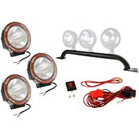 Rugged Ridge 3 HID Fog Lights, Black, 5 in. Round w/Front Bumper Light Bar & Wiring Harness (97-06 Wrangler TJ) - Rugged Ridge 12495.08