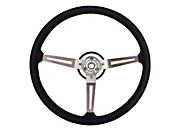 Omix-ADA Leather Sport Steering Wheel w/ 3 Metal Spoke Design - Black (87-95 Wrangler YJ) - Omix-ADA 18031.06