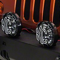 KC Hilites 2 SlimLite Lights, 130W, Long Range, Black, 6 in. Round (Universal Application) - KC Hilites 121