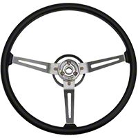 Omix-ADA Sport Steering Wheel w/ 3 Metal Spoke Design - Black (87-95 Wrangler YJ) - Omix-ADA 18031.05