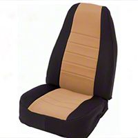 Smittybilt Custom Fit Neoprene Front Seat Covers, Black/Tan (87-90 Wrangler YJ) - Smittybilt 47424