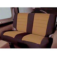 Smittybilt Custom Fit Neoprene Rear Seat Cover, Black/Tan (87-95 Wrangler YJ) - Smittybilt 47324