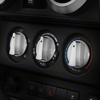 Rugged Ridge Climate Control Knob Set, Billet Style Aluminum w/ Blue Indicators, 3 Piece (07-10 Wrangler JK) - Rugged Ridge 11420.05