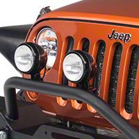 Rugged Ridge 2 HID Offroad Fog Lights, Black, 5 in. Round w/Steel Housing & Wiring Harness (Universal Application) - Rugged Ridge 15205.52