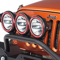 Rugged Ridge 3 HID Offroad Fog Lights, Black, 7 in. Round w/Composite Housing & Wiring Harness (Universal Application) - Rugged Ridge 15205.63
