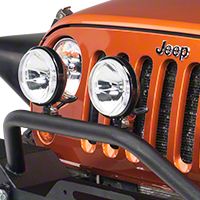 Rugged Ridge 2 Halogen Fog Lights, Black, 6 in. Slim, 100W w/Wiring Harness (Universal Application) - Rugged Ridge 15207.58