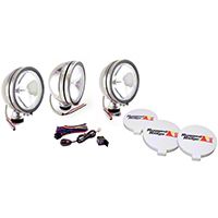Rugged Ridge 3 Halogen Fog Lights, Stainless Steel, 6 in. Round, 100W w/Wiring Harness (Universal Application) - Rugged Ridge 15208.61