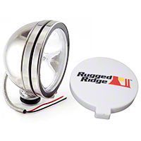 Rugged Ridge Halogen Fog Light, Stainless Steel, 6 in. Round, 100W (Universal Application) - Rugged Ridge 15208.01