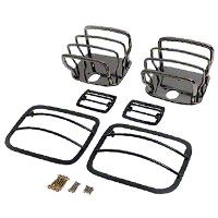 Rugged Ridge Stainless Steel 6 pc Euro Guard Light Kit, Black Chrome (87-95 Wrangler YJ) - Rugged Ridge 7961