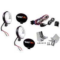 Rugged Ridge 2 Windshield Mount Lights, Black, 100W, Stainless Steel Mounts w/Wiring Harness (97-06 Wrangler TJ) - Rugged Ridge 12495.07