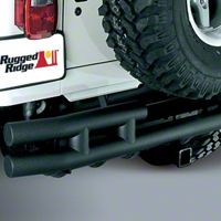 Rugged Ridge Tubular Rear Bumper w/Hitch, Textured Black (87-06 Wrangler YJ & TJ) - Rugged Ridge 11571.04