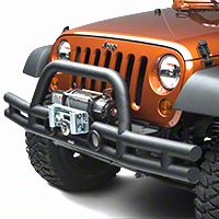 Rugged Ridge Tube Front Bumper, Textured Black w/ Winch Mount (07-13 Wrangler JK) - Rugged Ridge 11561.11