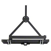 Smittybilt SRC Classic Rear Bumper w/D-Rings, Hitch & Tire Carrier, Textured Black (87-06 Wrangler YJ & TJ) - Smittybilt 76651D