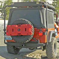 Olympic 4x4 553 Rock Bumper w/Tire Carrier, Textured Black (97-06 Wrangler TJ) - Olympic 4x4 5537-124