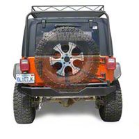 Olympic 4x4 550 Rear Rock Bumper w/Spindle, Gloss Black (07-13 Wrangler JK) - Olympic 4x4 557-171