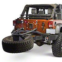 Olympic 4x4 Rear Smuggler Winch Bumper w/Tire Carrier, Rubicon Black (07-13 Wrangler JK) - Olympic 4x4 5560-174