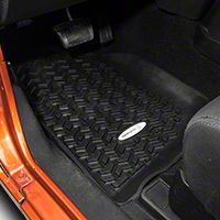 Rugged Ridge Front Floor Liners, Tread Lightly, Black (07-13 Wrangler JK) - Rugged Ridge TL-12920.01
