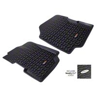 Rugged Ridge Front Floor Liners, Tread Lightly, Black (87-95 Wrangler YJ) - Rugged Ridge TL-12920.21
