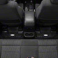 Rugged Ridge Rear Floor Liners, Tread Lightly, Black (07-13 Wrangler JK 2 Door) - Rugged Ridge TL-12950.02