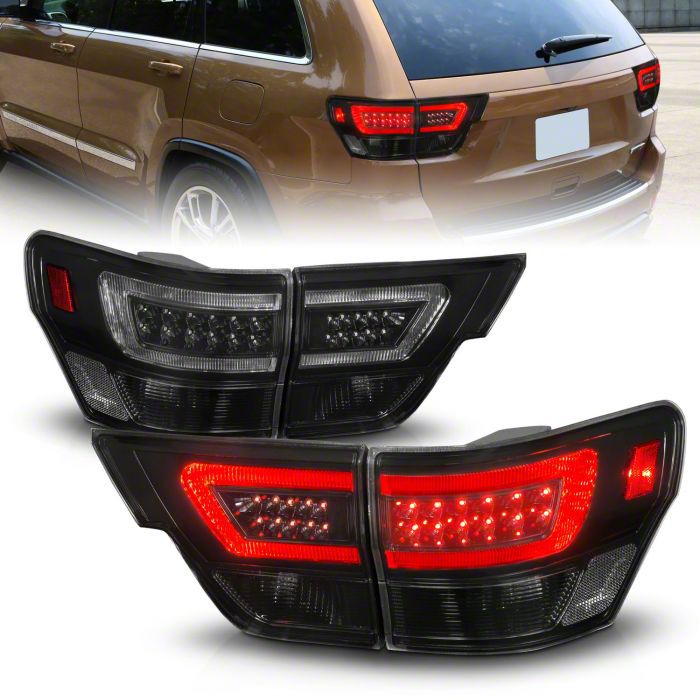 Jeep Grand Cherokee C Bar Led Tail Lights Black Housing Smoked Lens