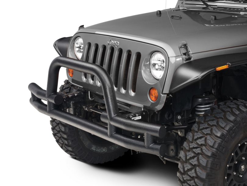 Barricade Jeep Wrangler Tubular Front Bumper w/ Winch Cutout Textured Black J100168 (0718