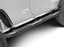 RedRock 3-Inch Round Curved Side Step Bars; Textured Black (07-18 Jeep Wrangler JK 4-Door)