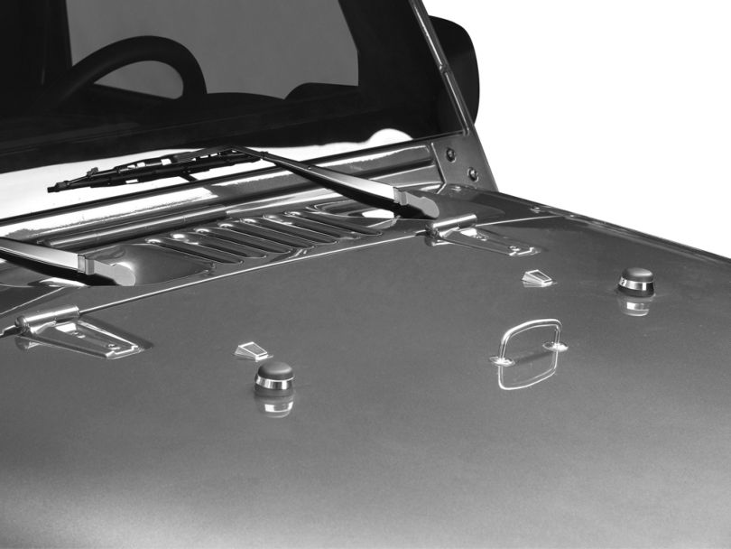 Rugged Ridge Jeep Wrangler Tie down Hood Kit Stainless Steel 11101.06