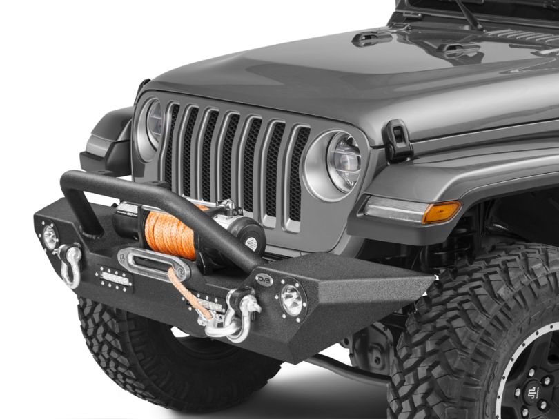 DV8 Offroad Jeep Wrangler LFS-7 Steel Mid Width Front Bumper with LED ...