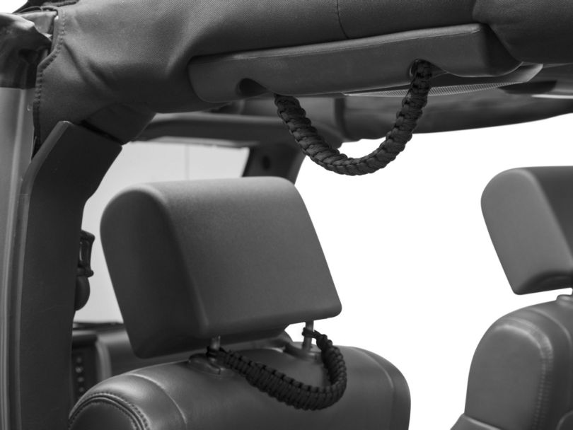 RedRock 4x4 Jeep Wrangler Headrest Paracord Grab Handles Black