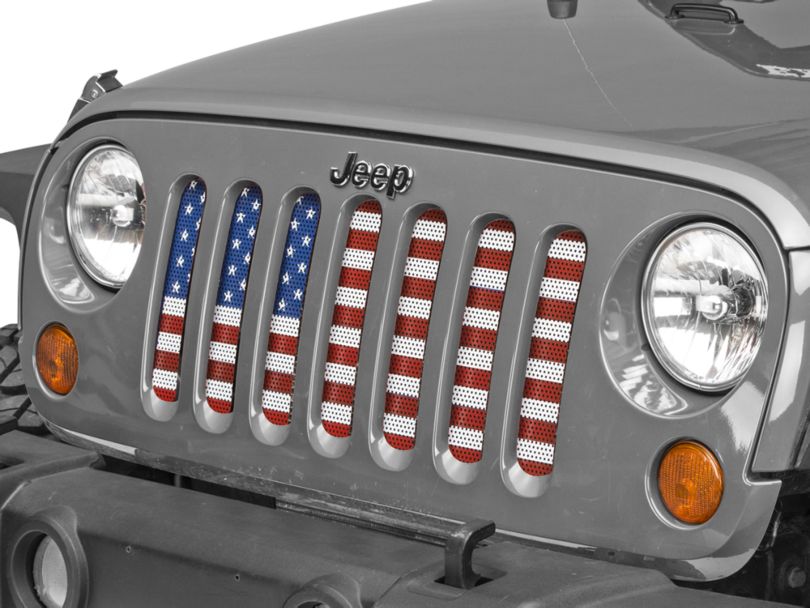 Redrock 4x4 Jeep Wrangler Old Glory Mesh Grille Insert J108022 07 18 Jeep Wrangler Jk