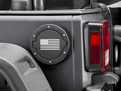 RedRock Old Glory Fuel Door Cover; Textured Black (07-18 Jeep Wrangler JK)