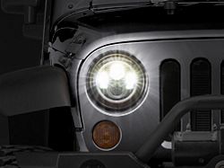 Raxiom Axial Series LED Halo Headlights with DRL and Amber Turn Signals; Black Housing; Clear Lens (97-18 Jeep Wrangler TJ & JK)