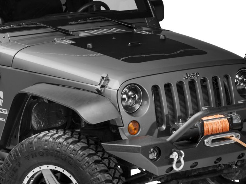 Rugged Ridge Jeep Wrangler Barbed Wire Hood Decal - Matte Black 12300. ...