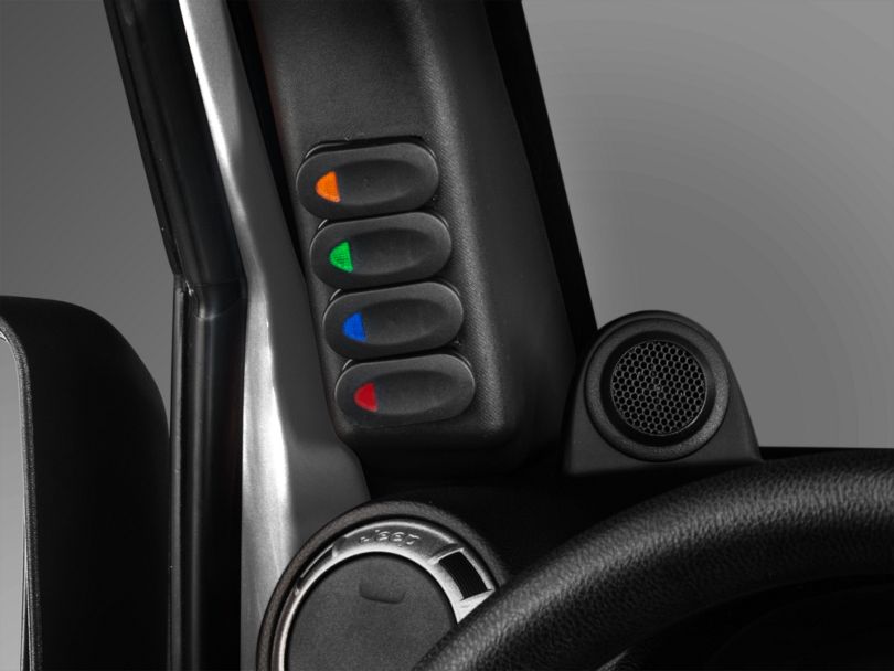 Rugged Ridge Jeep Wrangler Black APillar Switch Pod w/ 4 Rocker Switches Left Hand Drive