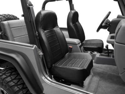 Smittybilt Jeep Wrangler Standard Front Bucket Seat; Black Vinyl 44901  (76-06 Jeep CJ5, CJ7, Wrangler YJ & TJ)