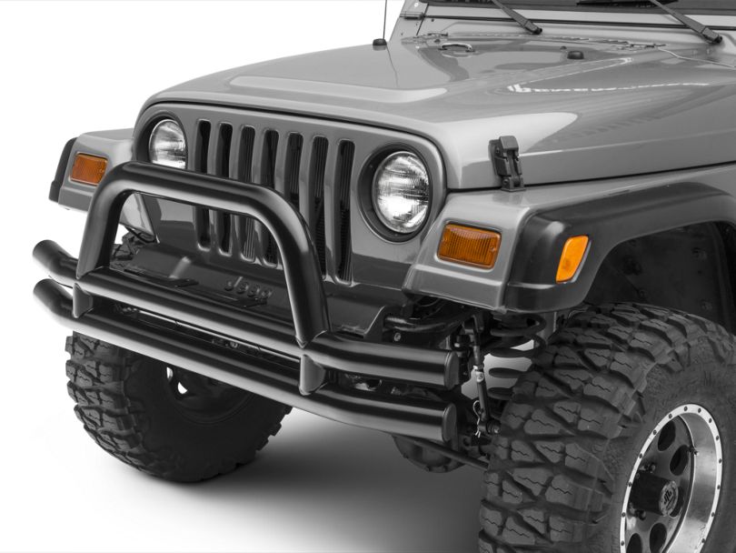 Jeep Wrangler Front Double Tube Bumper - Black (87-06 Jeep Wrangler YJ ...