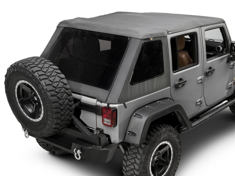 Bestop Jeep Wrangler Trektop NX Glide Soft Top Gray Twill BES5492370 (0718 Jeep Wrangler JK