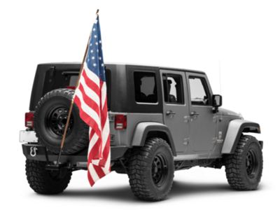 Steinjager Jeep Wrangler Hitch Mounted Dual Flag Holder; Black J0045891  (Universal; Some Adaptation May Be Required) - Free Shipping