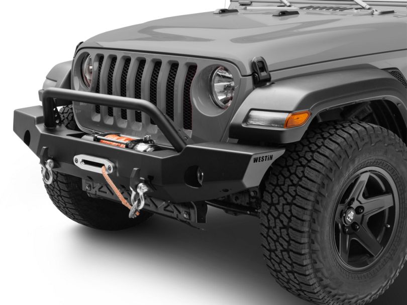 Jeep Wrangler WJ2 Full Width Front Bumper w/ Bull Bar - Textured Black ...