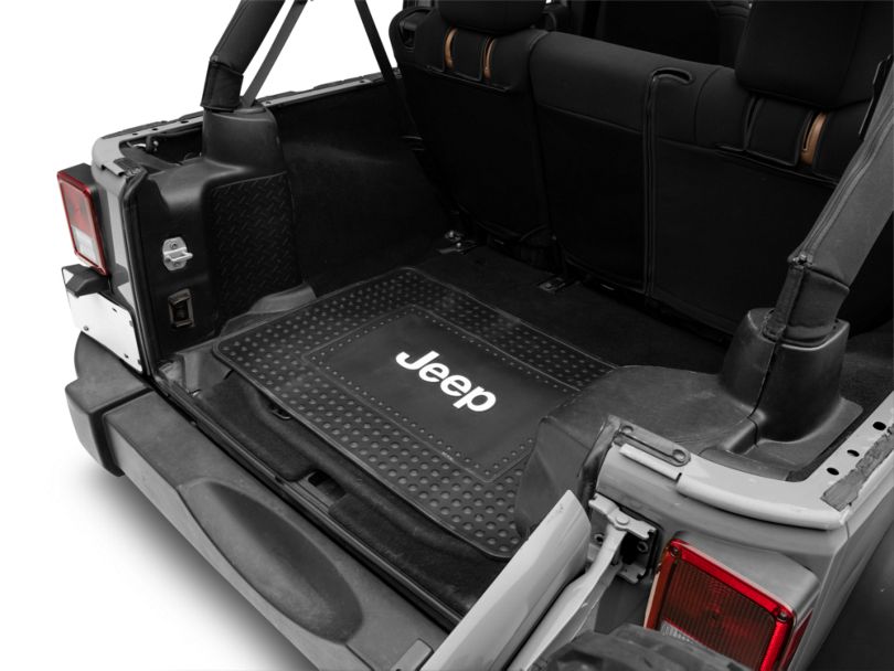 Jeep Wrangler Cargo Floor Mat with Jeep Logo; Black (8720 Jeep