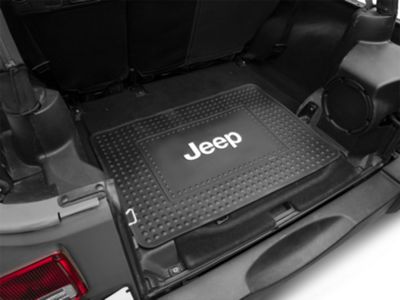 Jeep Wrangler Cargo Floor Mat with Jeep Logo; Black (66-22 Jeep 