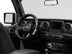 Elite Series Speed Grip Steering Wheel Cover with Jeep Logo; Black (66-24 Jeep CJ5, CJ7, Wrangler YJ, TJ, JK & JL)