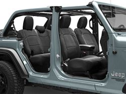RedRock Custom Fit Seat Covers; Black (18-24 Jeep Wrangler JL 4-Door w/o Fold Down Armrest)