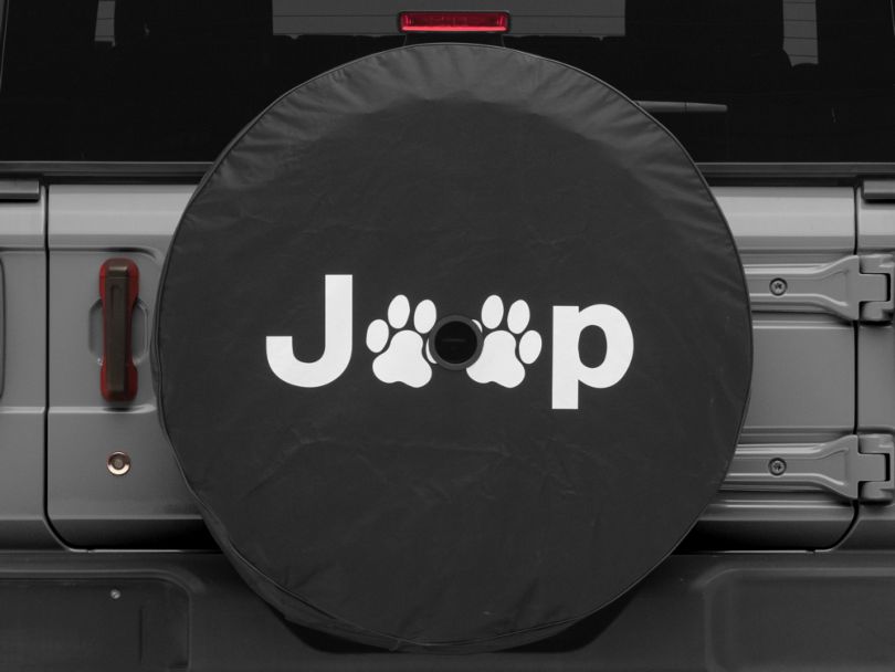 Jeep Paw Spare Tire Cover with Camera Port; Black (18-24 Jeep Wrangler JL)