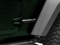 Jeep Licensed by RedRock Wrangler Side Logo; Silver (87-18 Jeep Wrangler YJ, TJ & JK)